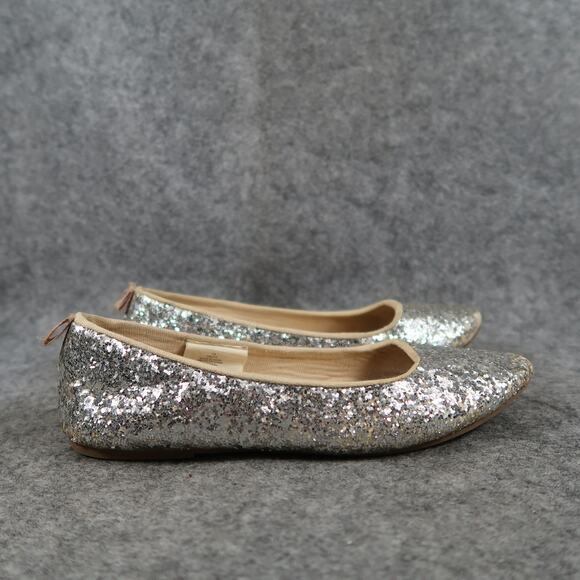 Old Navy Shoes Kids 13 Ballet Flats Slip On Glitter Girls Youth Metallic Gray - Picture 1 of 12
